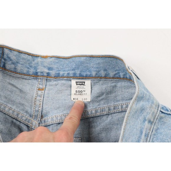 Vintage 90s Levis 550 Mens 34 Distressed Relaxed Fit Denim Jean Shorts Jorts USA - Picture 6 of 10